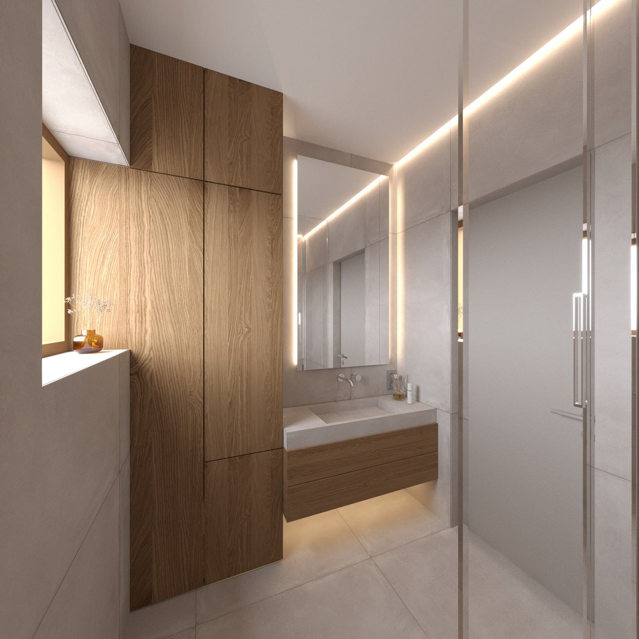 Łazienka z drewnem — projekt