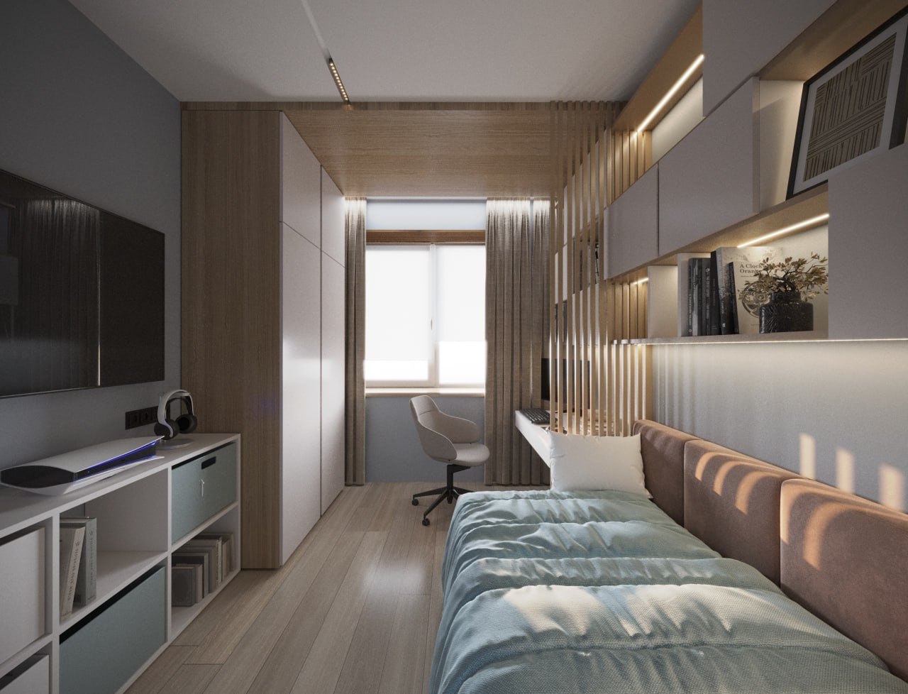 Pokój młodzieżowy z miejscem do pracy